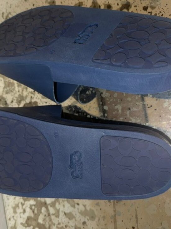 Coach Men Navy Slides with Orange Logo Size 10 main image 4